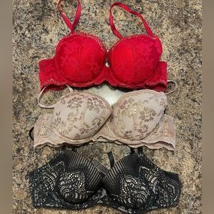 Lot of Three 36B Victorias Secret Push Up Bras